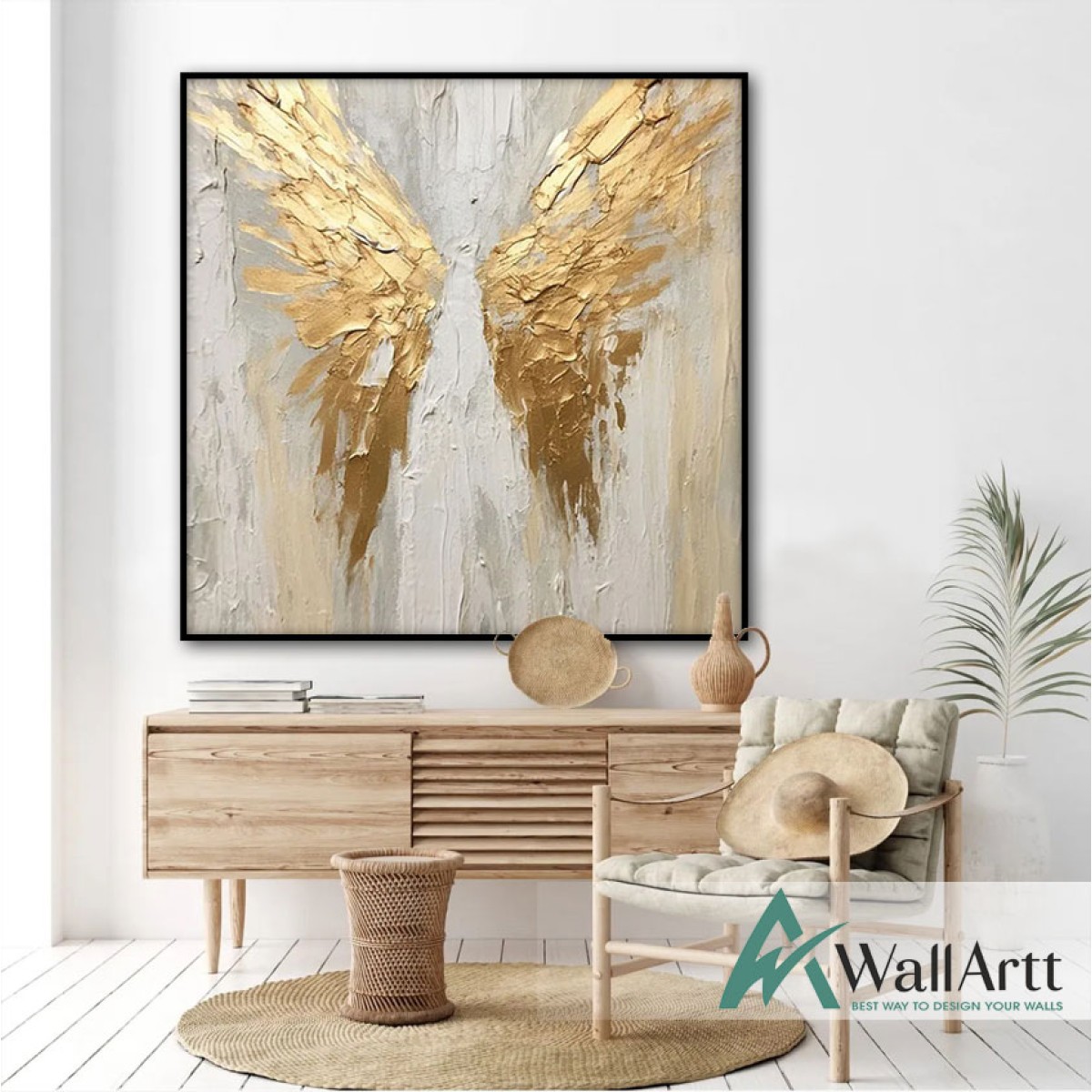 Golden Wings II 3d Heavy Textured Partial Oil Painting